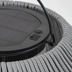 Lindby LED-solcellelampe Austas, grå, Ø 50 cm, USB, IP54