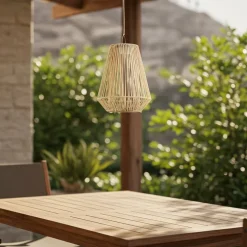 Lindby LED-solcellelampe Austas, beige, Ø 32 cm, USB, IP54