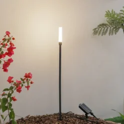 Lindby LED-solcellelampe Balian, sort, aluminium, 3.000 K