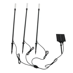 Lindby LED-solcellelampe Balian, sæt med 3, sort, aluminium, 3000K