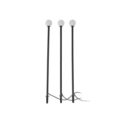 Lindby LED-solcellelampe Brindley, sæt med 3, sort, glas