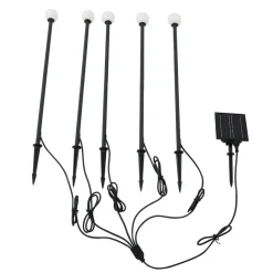 Lindby LED-solcellelampe Freydis, sæt med 5, sort, 2.000 K