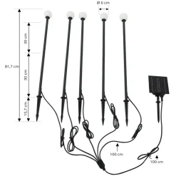 Lindby LED-solcellelampe Freydis, sæt med 5, sort, 2.000 K