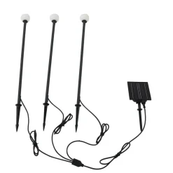 Lindby LED-solcellelampe Freydis, sæt med 3, sort, 2.000 K