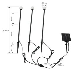 Lindby LED-solcellelampe Freydis, sæt med 3, sort, 2.000 K