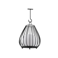 Lindby LED-solcellelampe Kelda, sort, metal, 38 cm, dæmpbar.