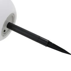 Lindby LED-solcellelampe Lago, Ø 25 cm, kugle, jordspyd, hvid