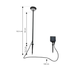Lindby LED-solcellelampe Lyris, sort, aluminium, 3.000 K