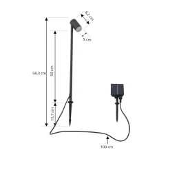 Lindby LED-solcellelampe Myric, sort, aluminium, 3.000 K