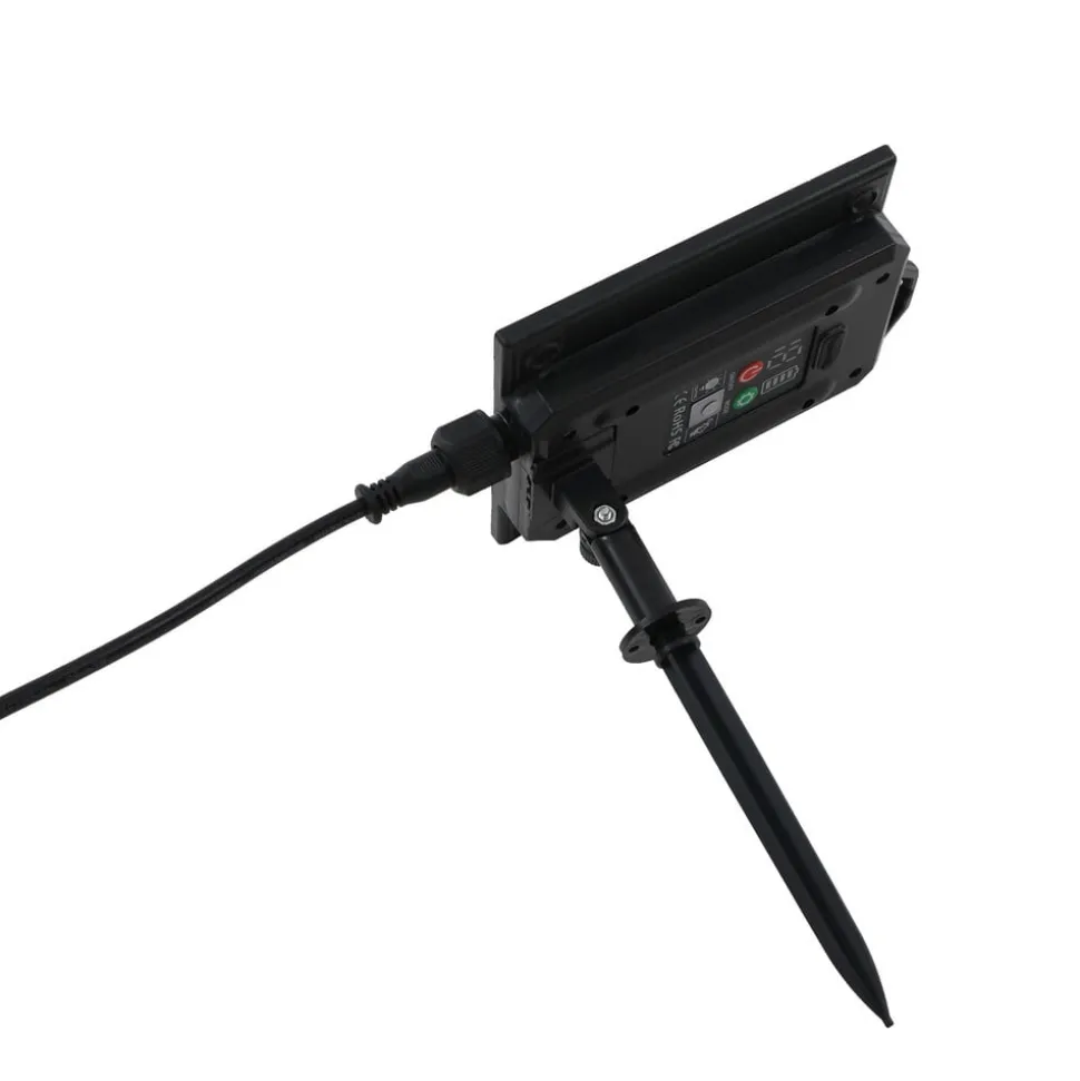 Lindby LED-solcellelampe Myric, sæt med 3, sort, aluminium, 3.000K