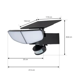 Lindby LED-solcellelampe Naelin, sort, sensor, IP44