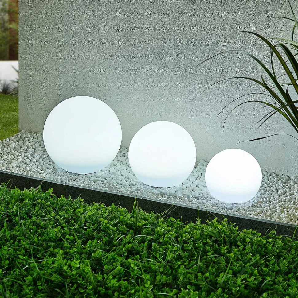 Lindby LED-solcellelamper Lago, RGBW, sæt med 3, kugler, jordspyd