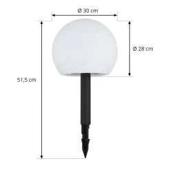 Lindby LED-solcellelamper Lago, RGBW, sæt med 3, kugler, jordspyd