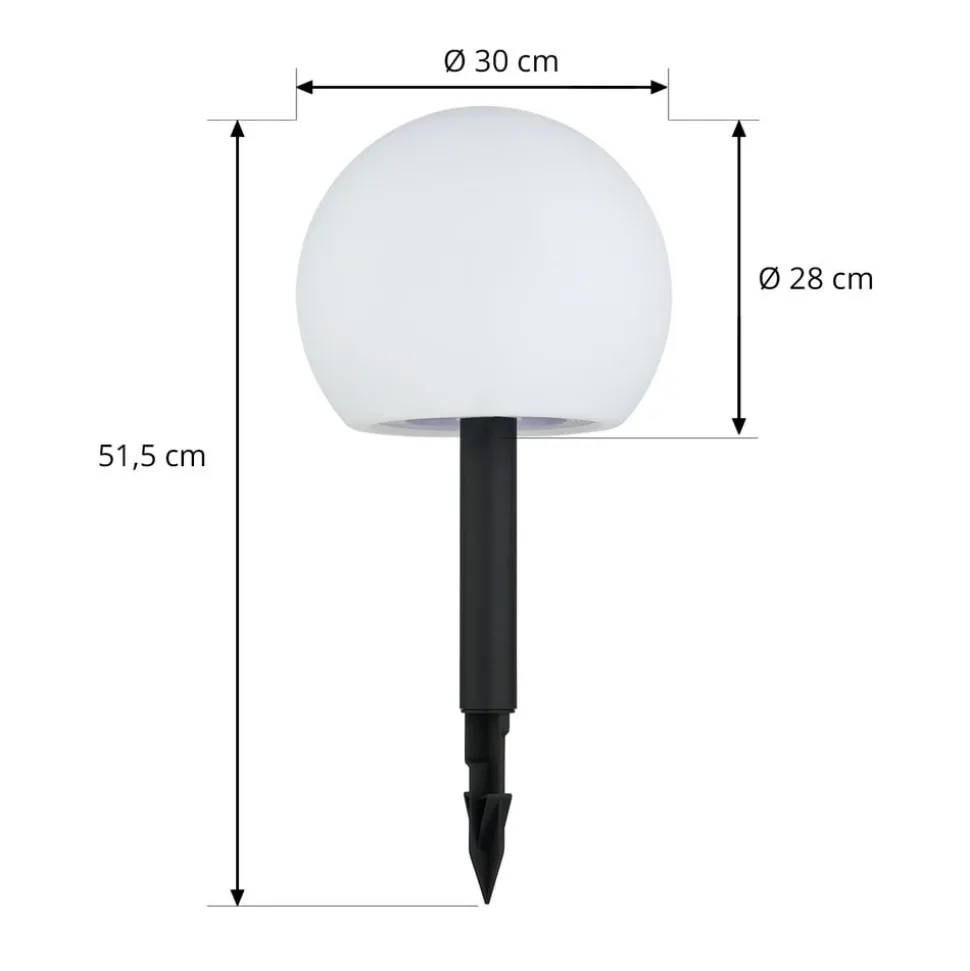 Lindby LED-solcellelamper Lago, RGBW, sæt med 3, kugler, jordspyd