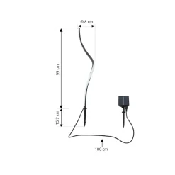 Lindby LED-solcellelampe Sabriel, buet, sort, aluminium, 3000K