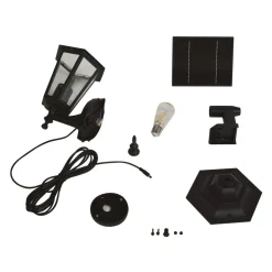 Lindby LED-solcellelampe Sayata, sort, aluminium, lygte