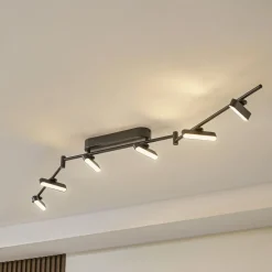 Lindby LED-spotlight Eldrin, sort, 6 lyskilder, lysliste