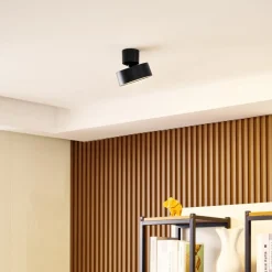 Lindby LED-spotlight Nivoria, Ø 14 cm, sort, drejelig