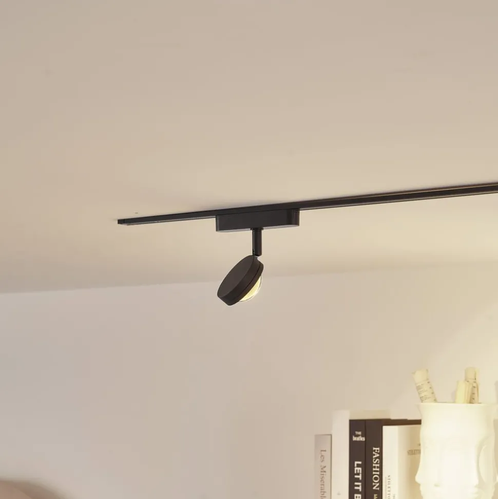 Lindby LED-spot 48 V Lumaro, sort, Ø 7,3 cm, aluminium, dæmpbar