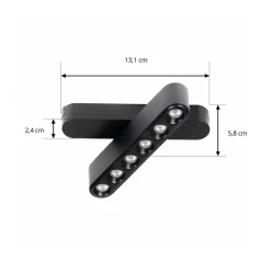 Lindby LED-strip 48V Lumaro,sort,6punkter,drejelig,dæmpbar