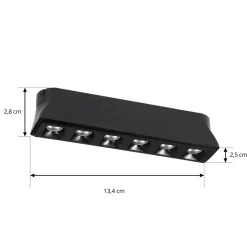 Lindby LED-strip 48 V Lumaro,sort,6 punkter,2,5cm,dæmpbar