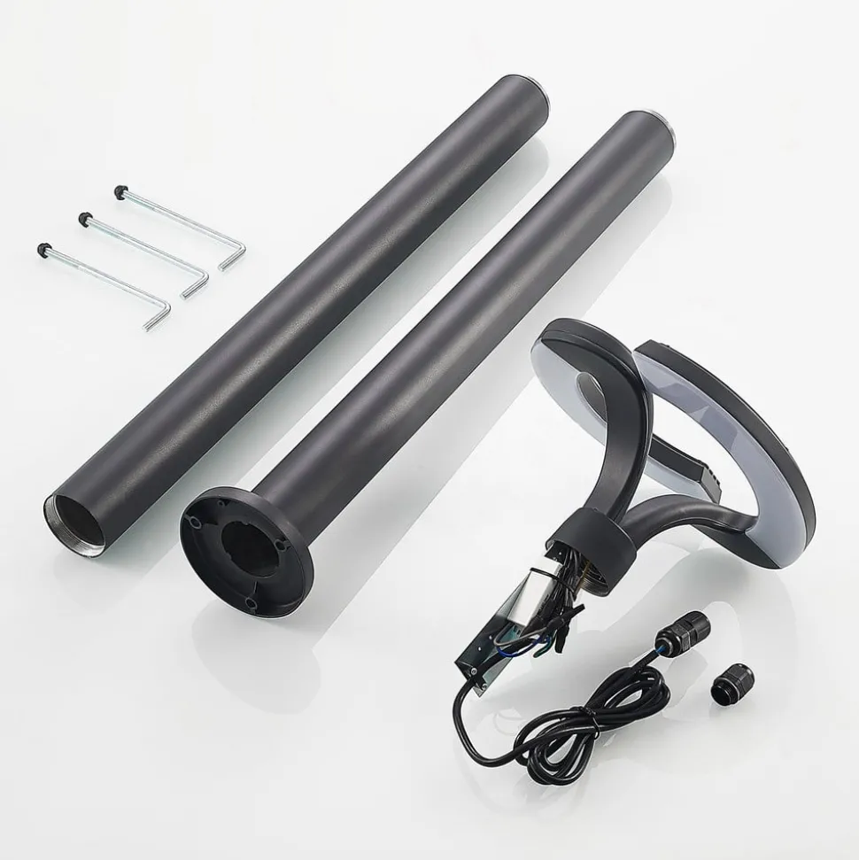 Lindby LED-udendørslampe Keily, cirkel, antracit, metal