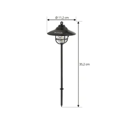 Lindby LED-udendørslampe Ketil, sort, jordspyd, batteri
