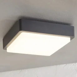 Lindby LED udendørs loftlampe Nermin, 22 cm, IP65, kantet