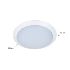 Lindby LED udendørs loftlampe Naira, hvid, sensor, 30 cm, IP65