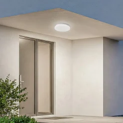 Lindby LED udendørs loftslampe Kirkola, 3000 K, Ø 26 cm, hvid