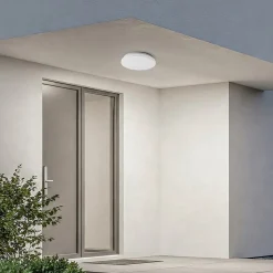 Lindby LED udendørs loftslampe Kirkola, 3000 K, Ø 26 cm, hvid