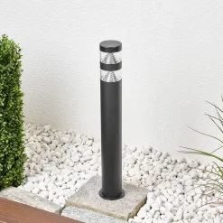 Lindby LED-vejlampe Lanea, 60 cm, sort, stål, IP44