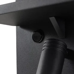 Lindby LED-væglampe Auden, sort, stik, ladestation