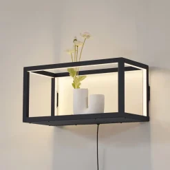 Lindby LED-væglampe Birta, stik, hylde, 51 cm, USB