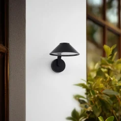 Lindby LED-væglampe Capelo, sort, metal, Ø20cm