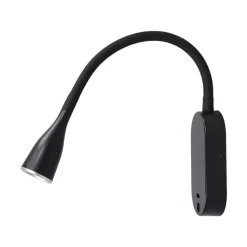 Lindby LED-væglampe Enna, 34 cm, sort, afbryder, USB