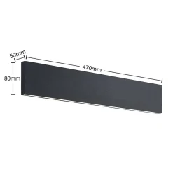 Lindby LED-væglampe Ignazia, 47 cm, sort, metal, op/ned