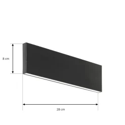 Lindby LED-væglampe Ignazia, 28 cm, sort, metal, op/ned