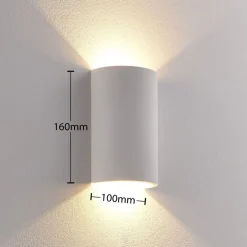 Lindby LED-væglampe Jenke, højde 16 cm, hvid, gips