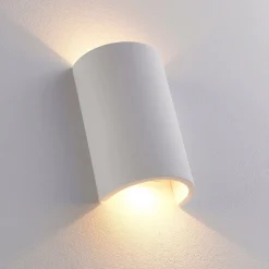 Lindby LED-væglampe Jenke, højde 16 cm, hvid, gips