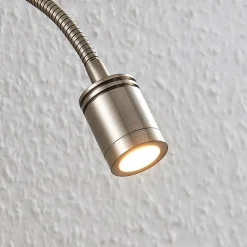 Lindby LED-væglampe Legera, 11 cm, nikkelfarvet, fleksibel arm