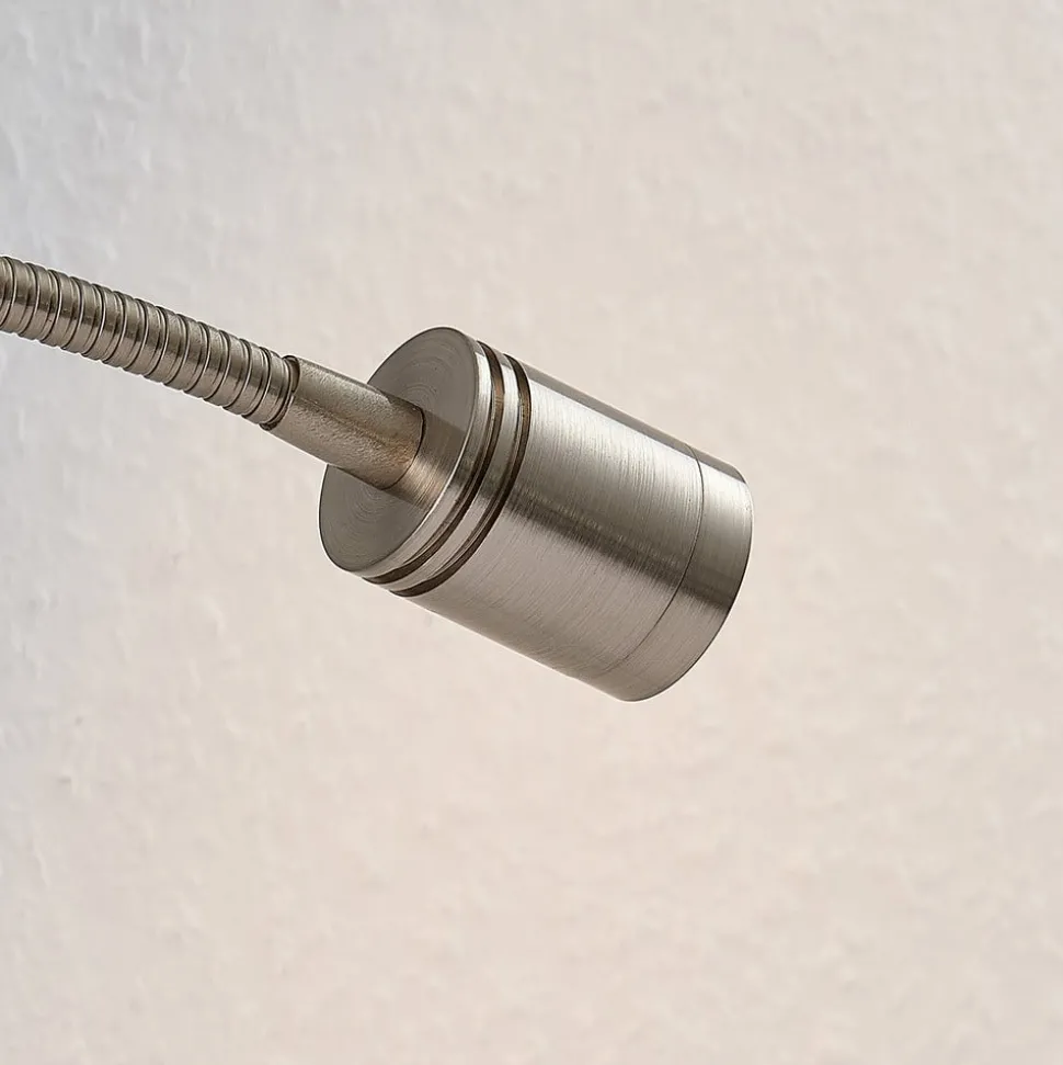 Lindby LED-væglampe Legera, 11 cm, nikkelfarvet, fleksibel arm