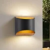 Lindby LED-væglampe Lenore, sort, metal, 13 cm, IP44