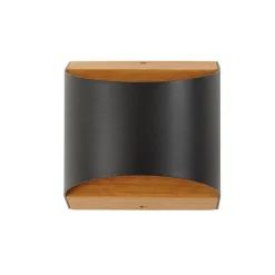 Lindby LED-væglampe Lenore, sort, metal, 13 cm, IP44