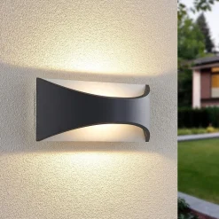 Lindby LED-væglampe Mathea, 30 cm, antracit, aluminium, IP65