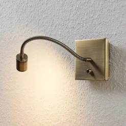 Lindby LED-væglampe Mayar, messing, metal, læselampe, 11cm