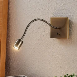 Lindby LED-væglampe Mayar, 2, messing, læselampe, 11 cm