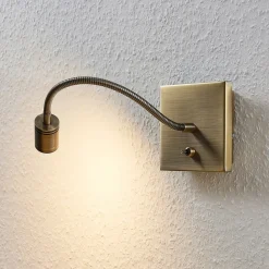 Lindby LED-væglampe Mayar, 2, messing, læselampe, 11 cm