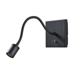 Lindby LED-væglampe Mayar, sort, metal, læselampe, 11cm