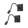 Lindby LED-væglampe Mayar, 2 stk, sort, læselampe, 11 cm